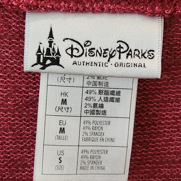 Disney Parks Women's Mickey Mouse Minnie Mouse Long Sleeve Shirt Burgundy Small - Picture 2 of 8